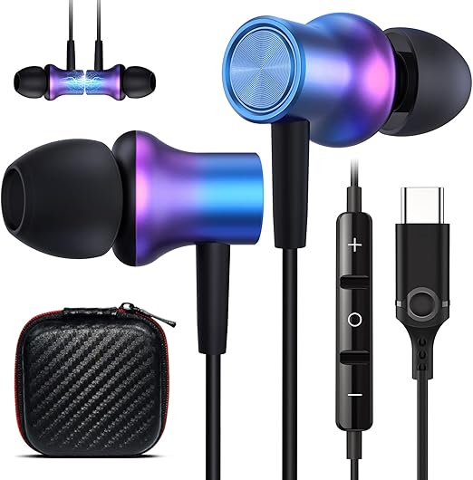 COOYA USB C Headphone Type C Wired Earbuds for iPad Pro