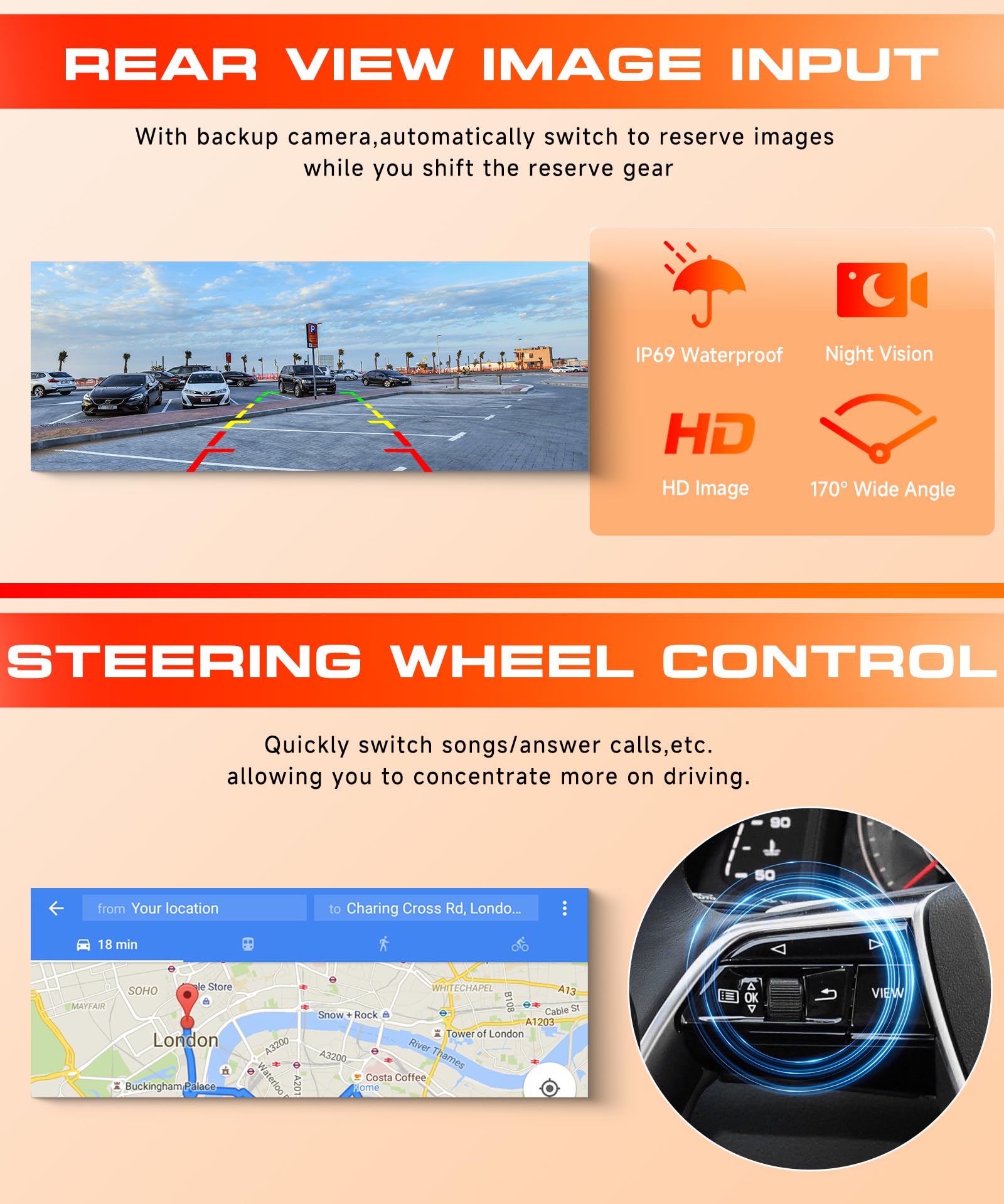 2G&64G 6.9" Autoradio per Jeep Grand Cherokee Wrangler Liberty Chrysler Grand Voyager 300M PT Cruiser RAM 1500 2500 con Carplay Android Auto,Bluetooth RDS/FM Radio,WiFi GPS/Telecamera posteriore AHD