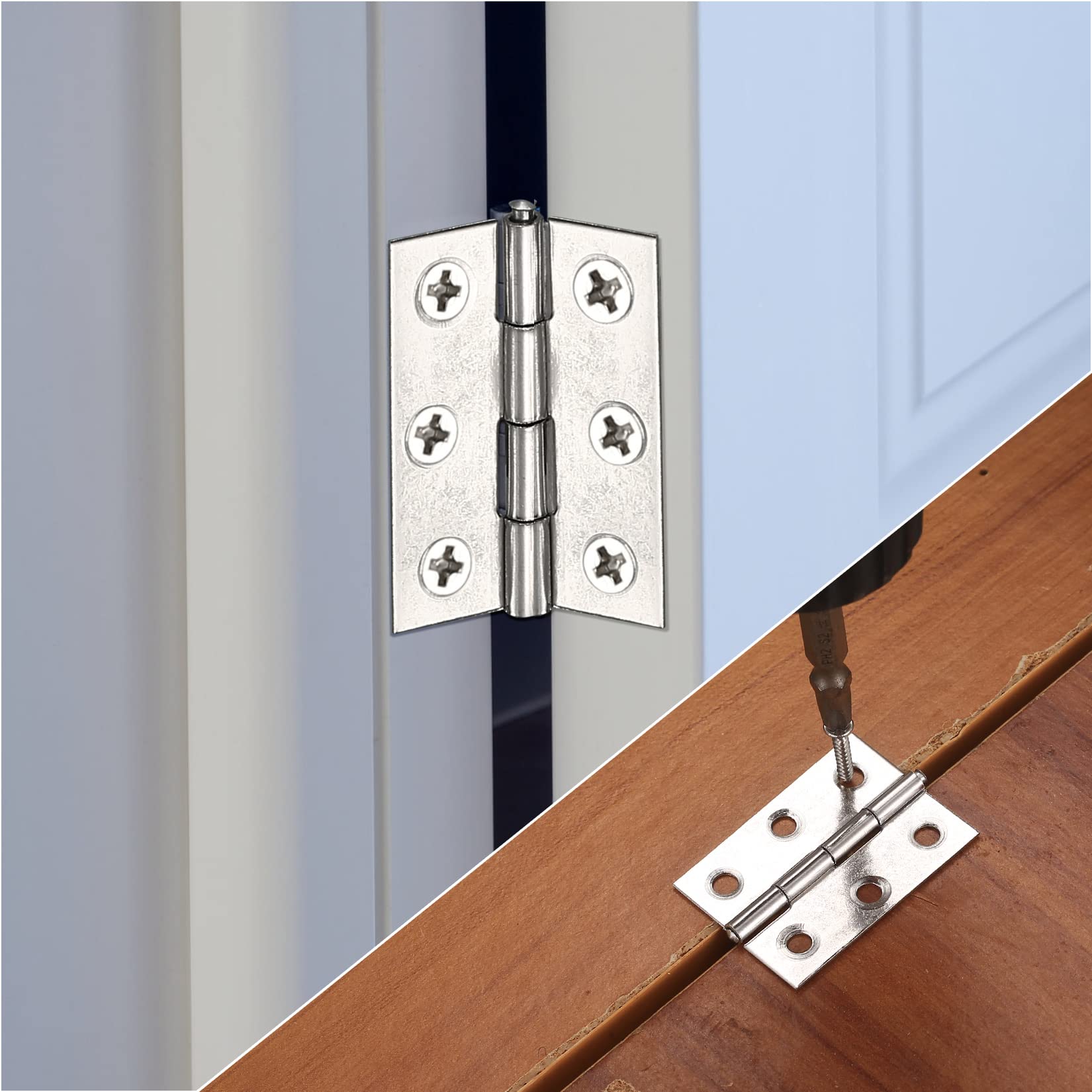 20 Piezas Bisagras Puertas Madera,Visagras Pequeñas, Bisagras de Acero Inoxidable Conectores para Gabinete Armario Puertas Ventanas