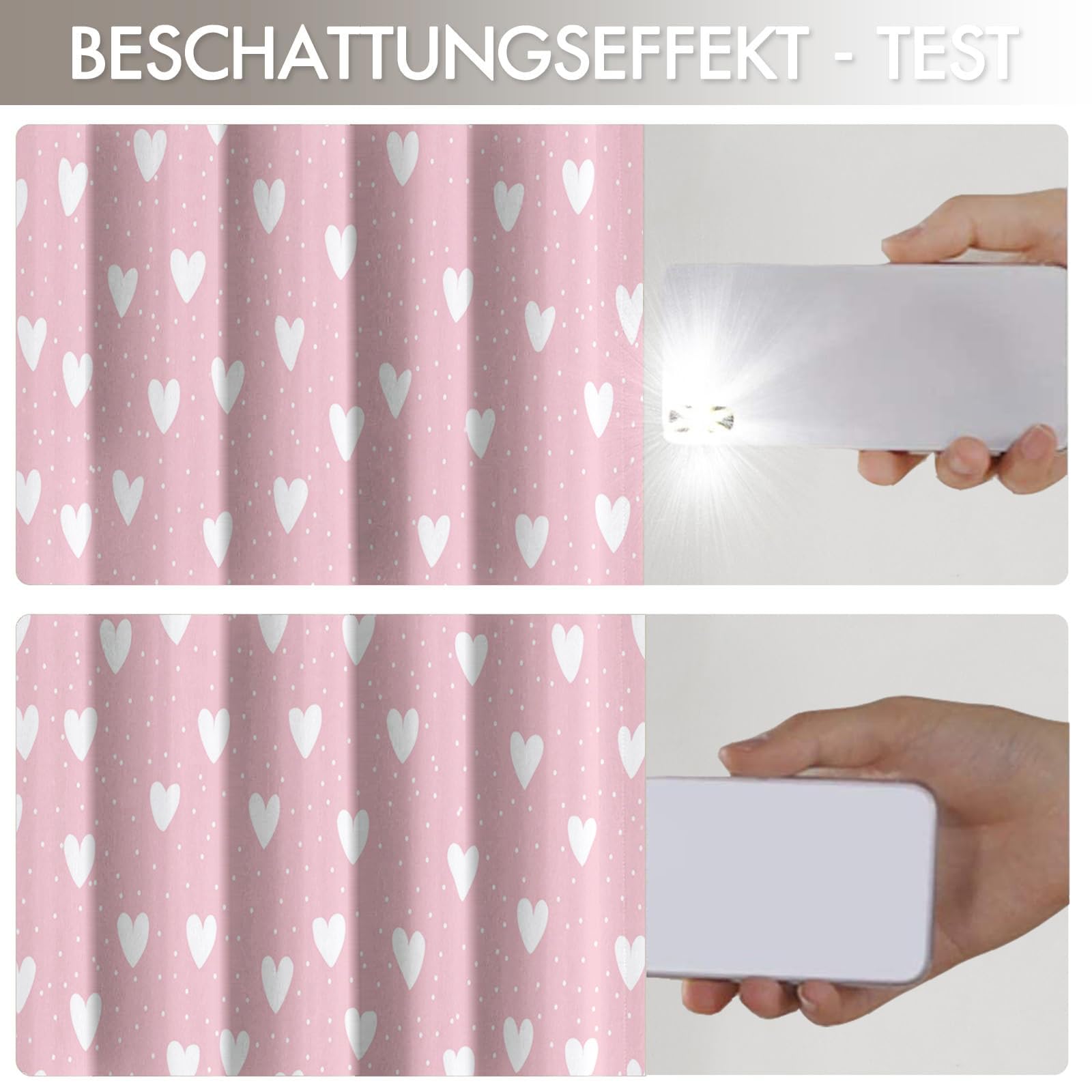 Rideau Occultant Thermiques Anti Froid Cœur De Dessin Animé Imprimé 117Lx183H Cm Rideaux Opaques pour Salon Chambre, Jolis Pois Design avec Oeillet Poudre Blush Lot De 2 De Cuisine