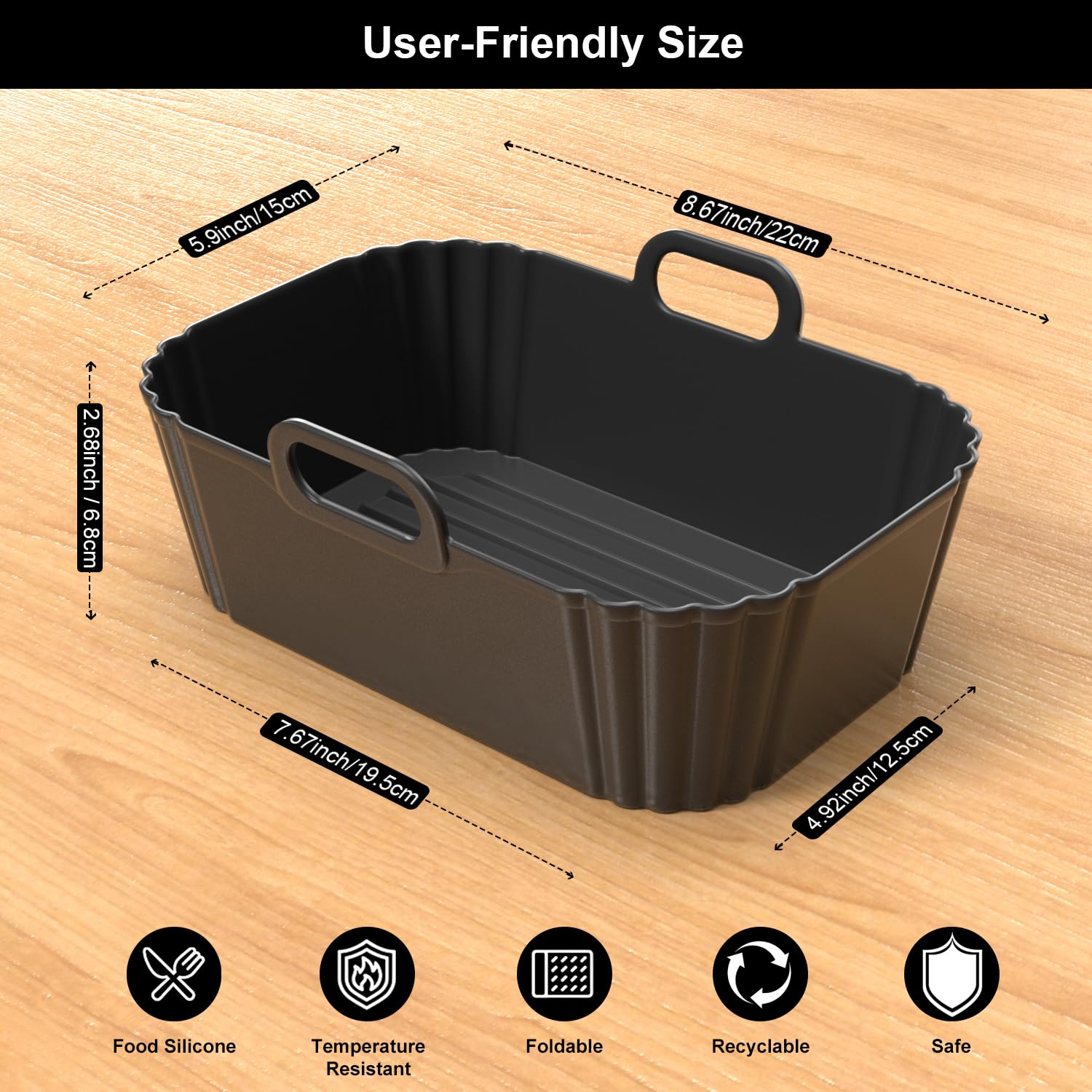 Condition photo showing New/Like New for Silicone Air Fryer Liners 2 Pack, Reusable Liners for Ninja Foodi Dual DZ201 DZ401 DZ550 DZ320, COSORI 9QT, Instant & Chefman, Fits 8–10QT Dual Basket Air Fryers