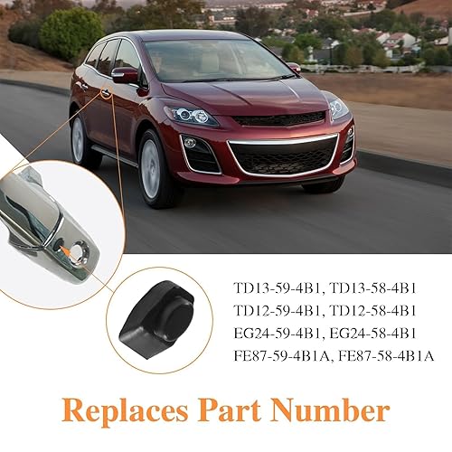 Miniatura 4 de Par de tapas de botón de interruptor de manija de puerta con opción sin llave compatible con Mazda 6 Speed 6 CX-7 RX-8 CX-9 MX-5, repuesto #