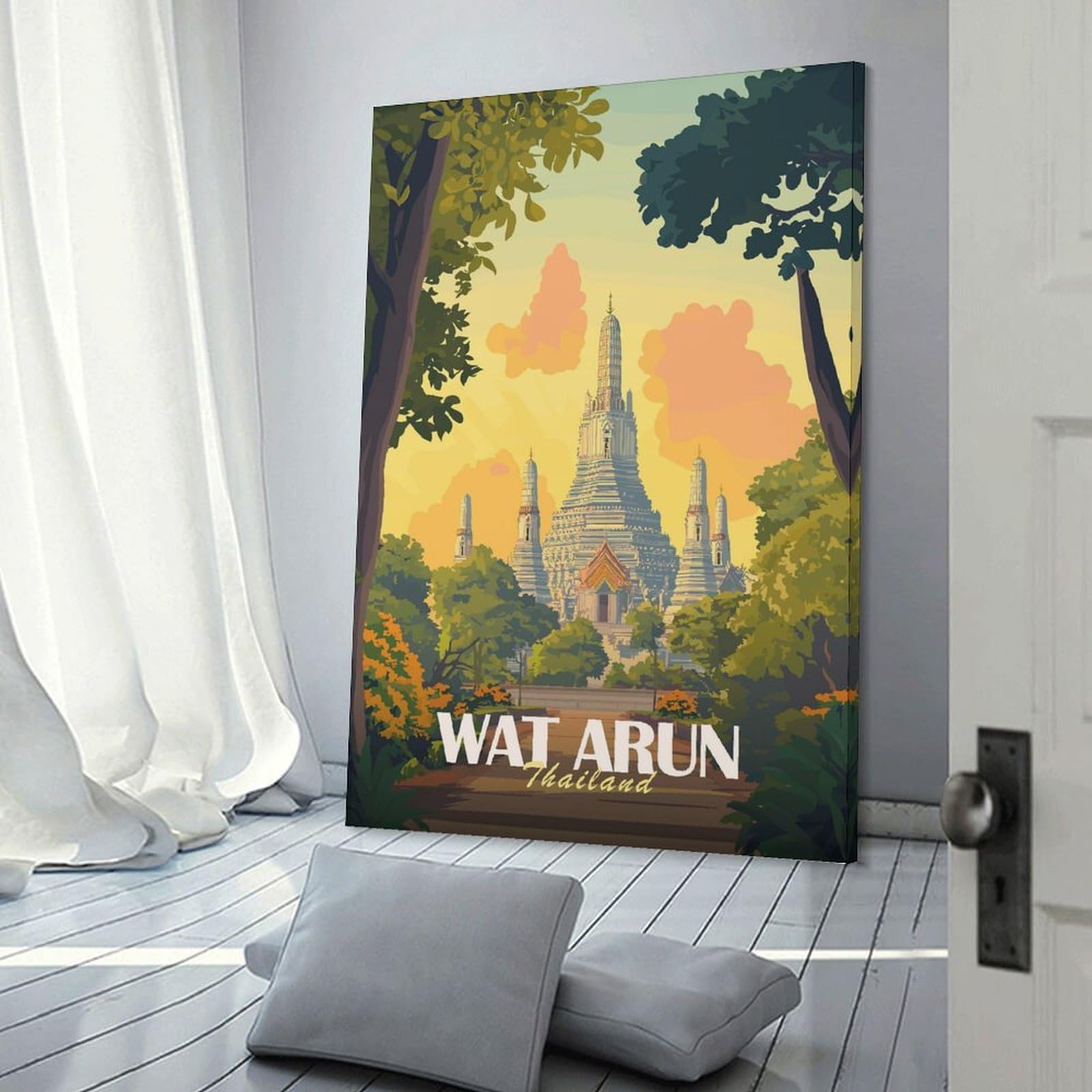 Junmoney Wall Art Print Wat Arun Temple, Thailand, 20x30inch(50x75cm), for Contemporary Homes, Apartments Or Offices, An Easy Choice for New Home Styling