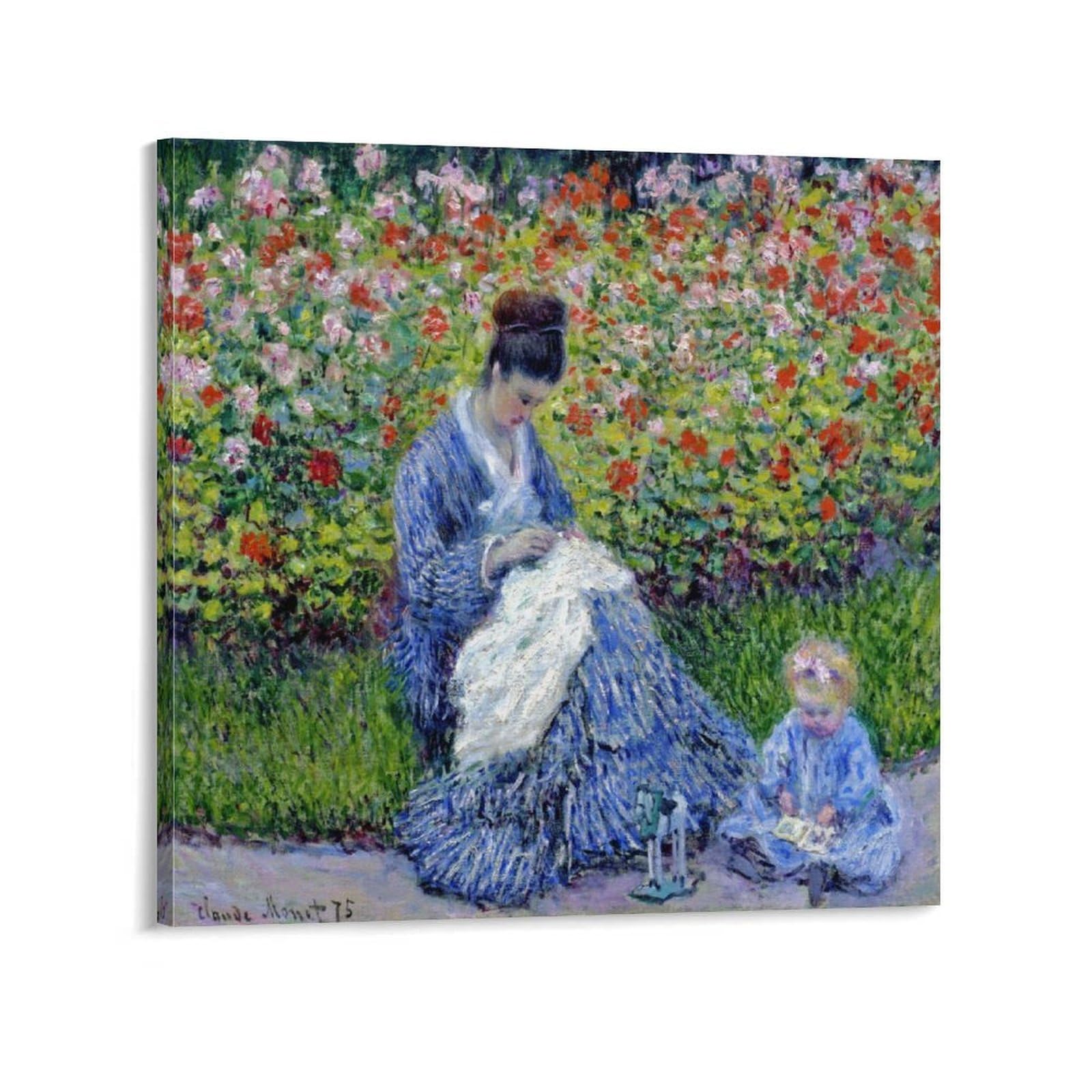 大きな絵画！◆クロード・モネ◆モネ夫人と子供 アートポスター 額装済 横88cm×縦69cm Amazon.co.jp: 画家クロード・モネ 世界名画モネ夫人と子供たち