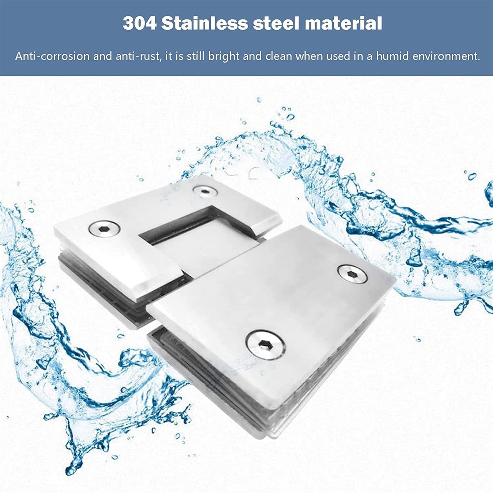 Bisagras para puertas de ducha sin marco, Abrazadera for bisagra de puerta de vidrio, paquete de 2 bisagras for mampara de ducha con puerta batiente de 8-12 mm, abrazadera de vidrio de baño bidireccio