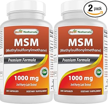Best Naturals MSM 1000 mg 180 Capsules (180 Count (Pack of 2))