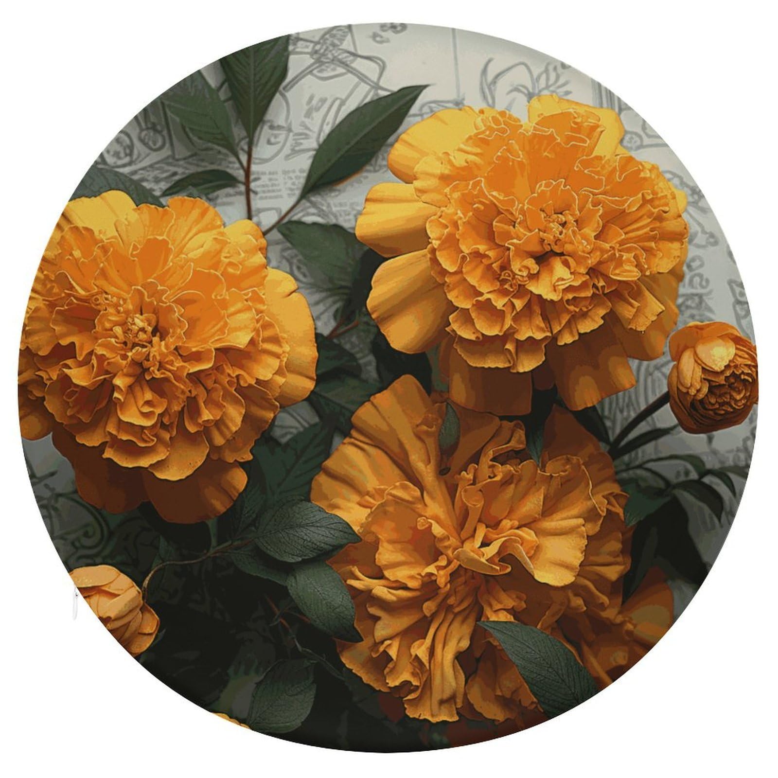 VstaDank Marigold Round Cushion Memory Foam Seat Cushions 15In Comfort Meditation Floor Pillow Anti Slip Soft Stool Cushion Chair Pad for Tatami Living Room Yoga