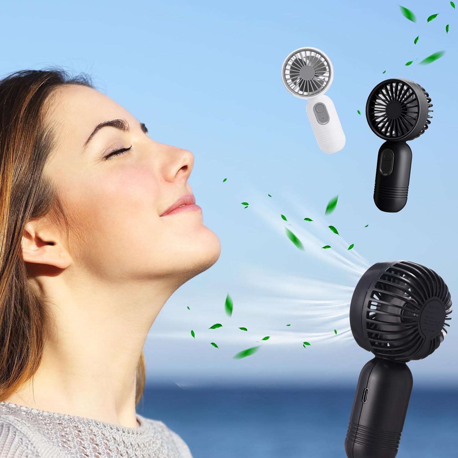 Mini Portable Fan Bulk Cute Handheld Lightweight Small Little Personal Hand Eyelash Fan 3 Speeds USB Rechargeable for Women Men Indoor Outdoor Makeup Travel Camping(Black and White, 6 Pcs)