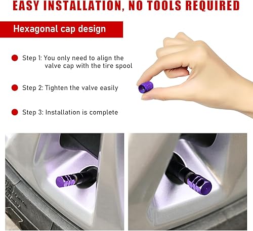 Miniatura 5 de Ziciner 12 tapas de vástago de válvula de neumático de automóvil, cubiertas de válvula de rueda de aleación de aluminio con junta tórica de goma,