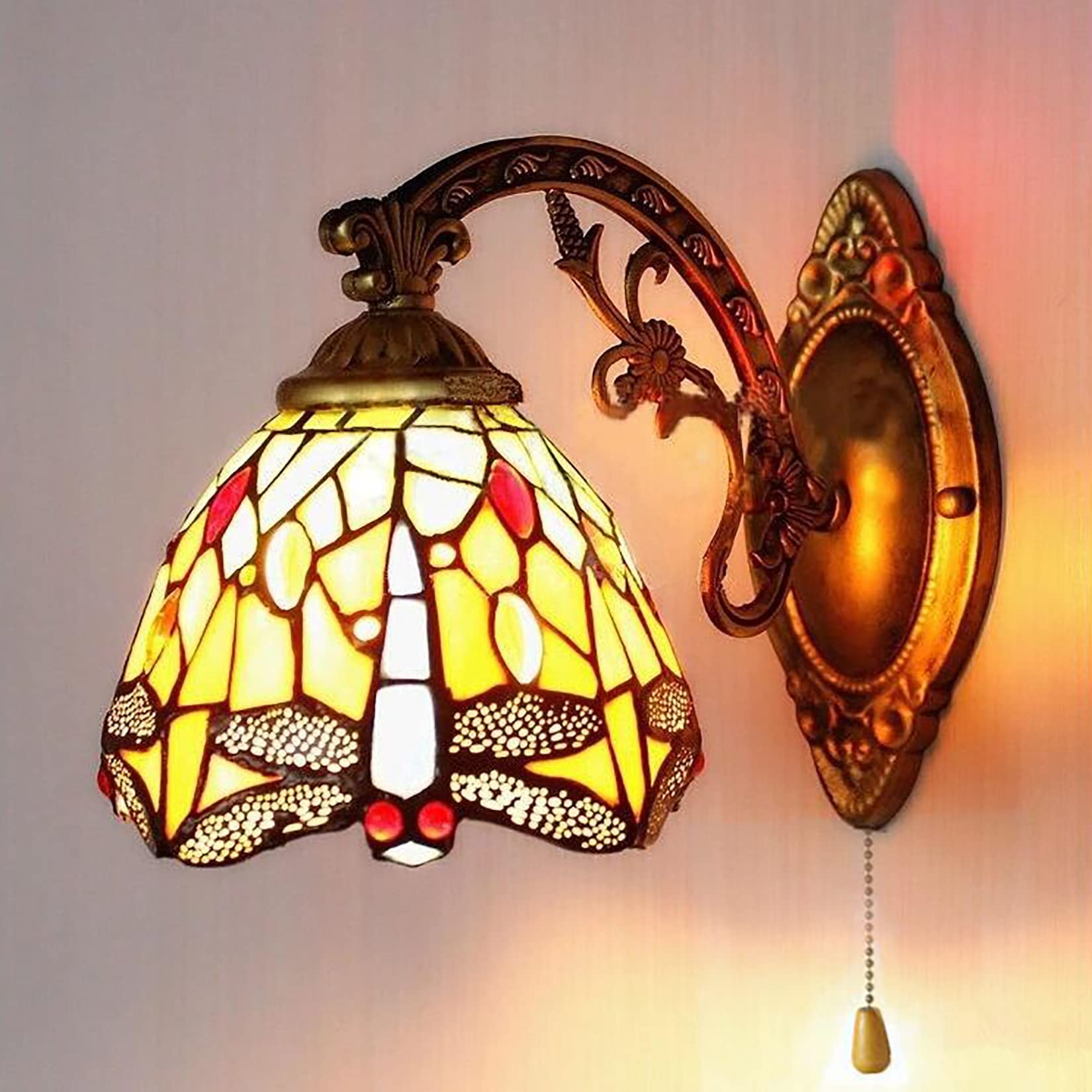 Applique murale en verre teinté de style Tiffany de 6 pouces pour couloir