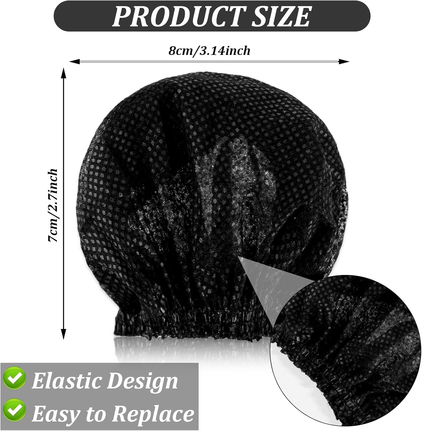 800 Pcs Disposable Microphone Cover Non Woven Handheld Microphone Windscreen with Elastic Band Individually Wrapped Mic Cover for KTV Recording Studio Karaoke Stage Performance (Black)