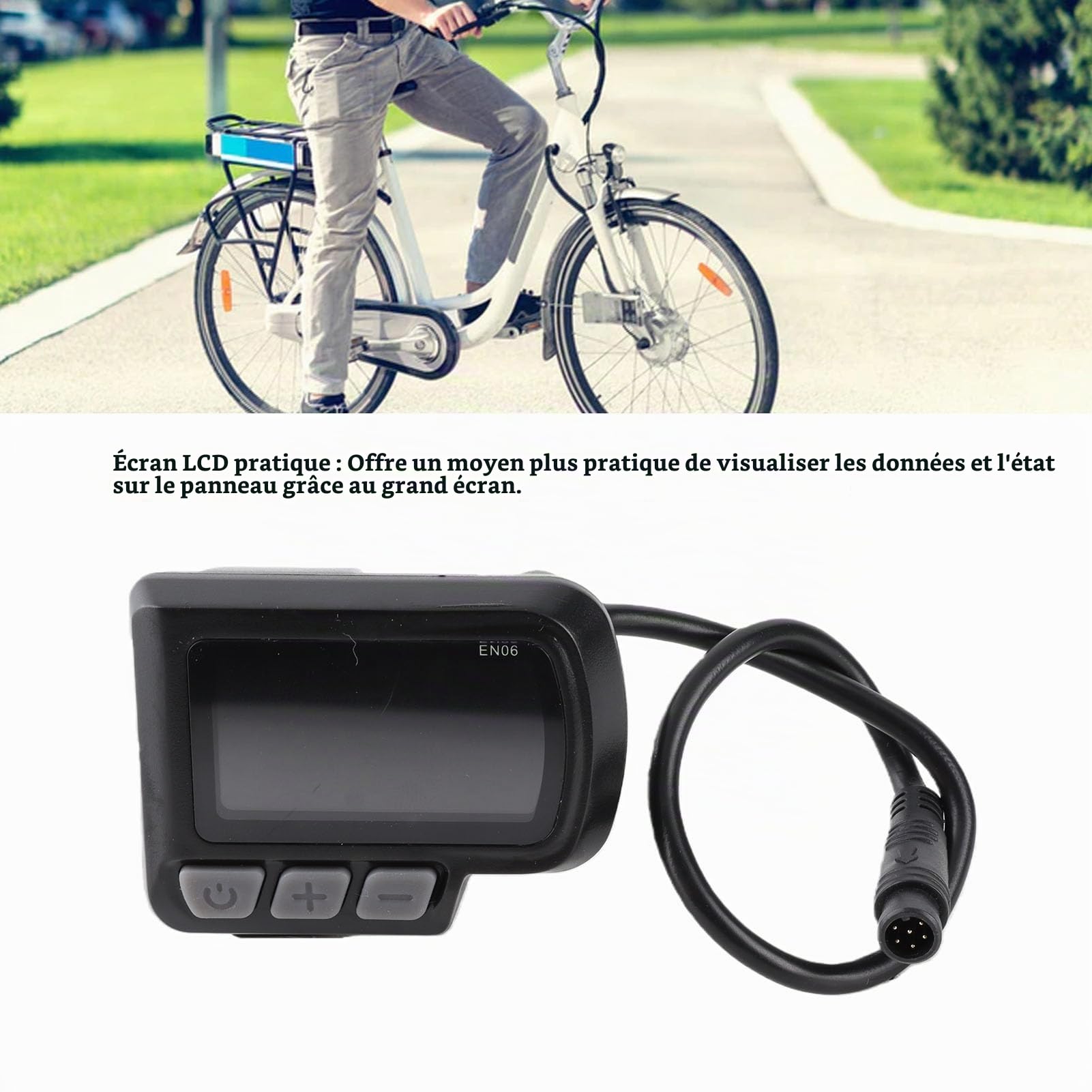 Écran LCD EN06 6 Broches, Compteur de Vitesse de Vélo étanche, Facile à Installer, Panneau de Commande pour Guidon de 22,2 Mm, 24 V, 36 V, 48 V, 60 V, Large Application