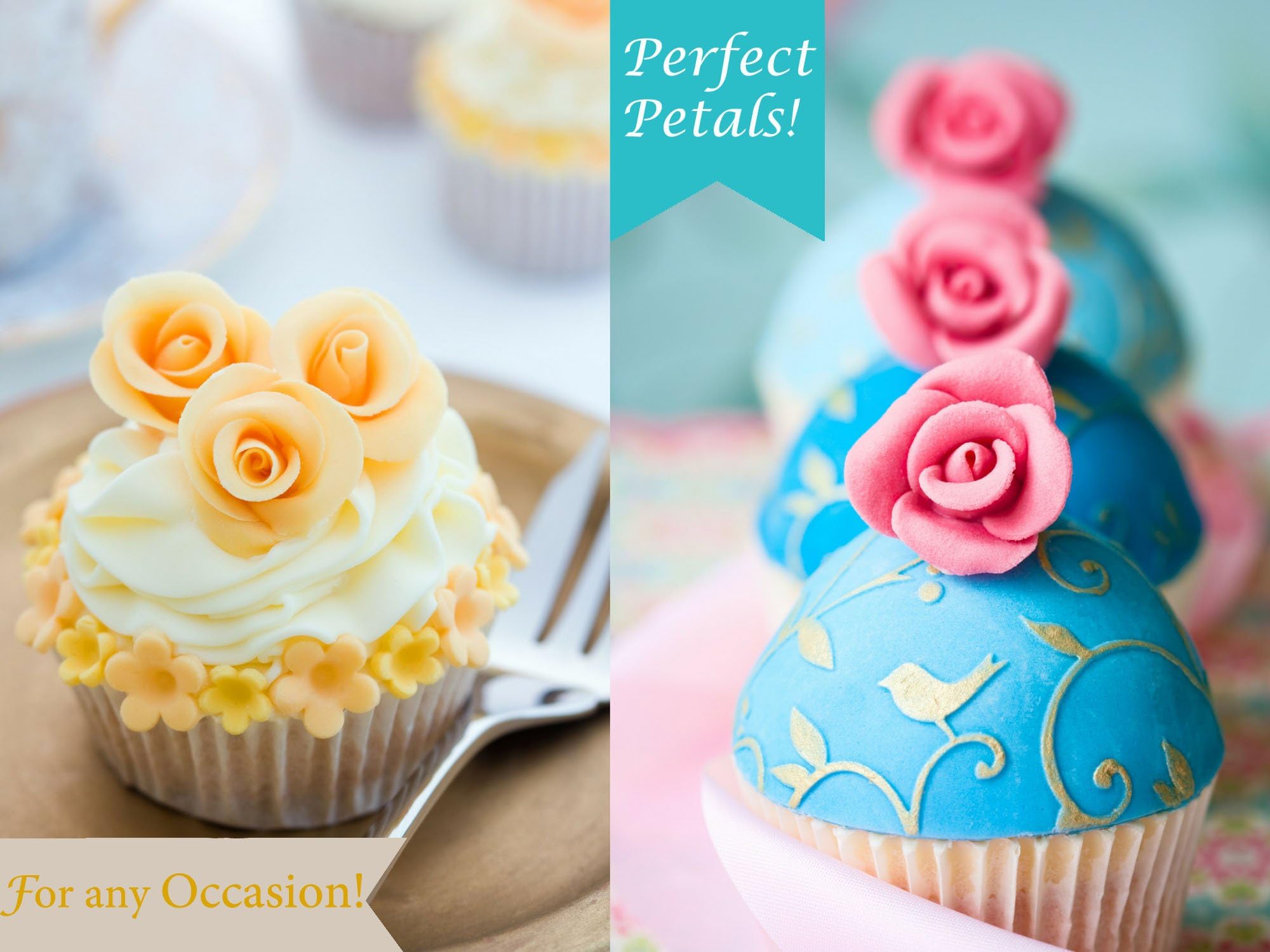 Rose Cutter Easy Fondant Making - Premium Set of 3 Sizes & Our Instructions for Perfect Cake Decorating by Kitcherry