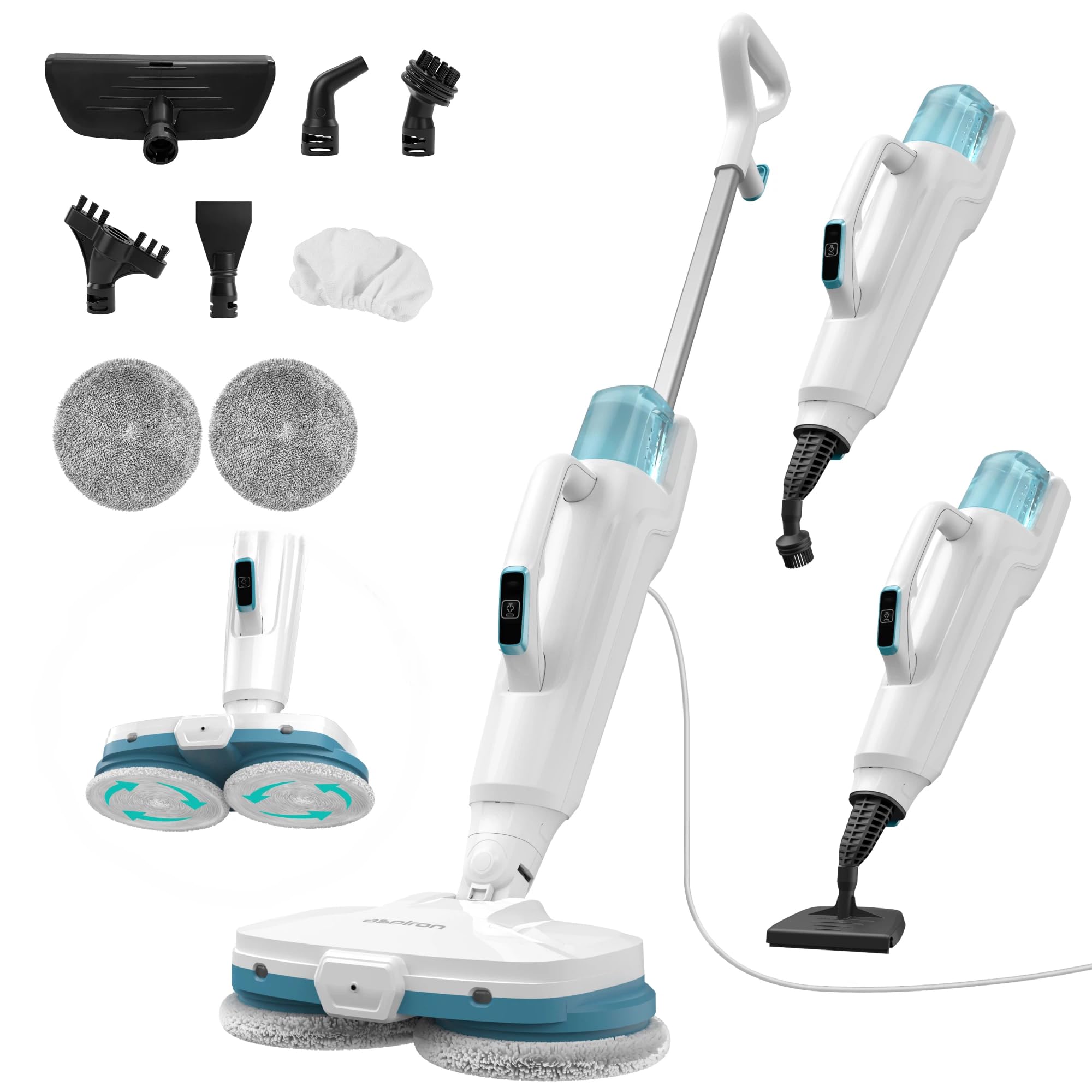 Dampfreiniger 10-in-1 mit Handgerät, 2 Dampfstufen & Sprayfunktion Steam Mop, 500 ml Tank