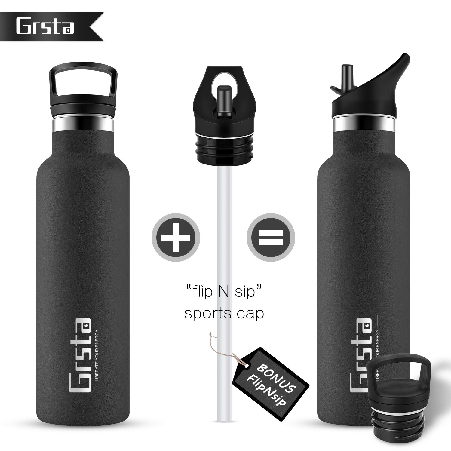 Edelstahl Trinkflasche 0,5l - Isolierflasche Mit Strohhalm Auslaufsicher