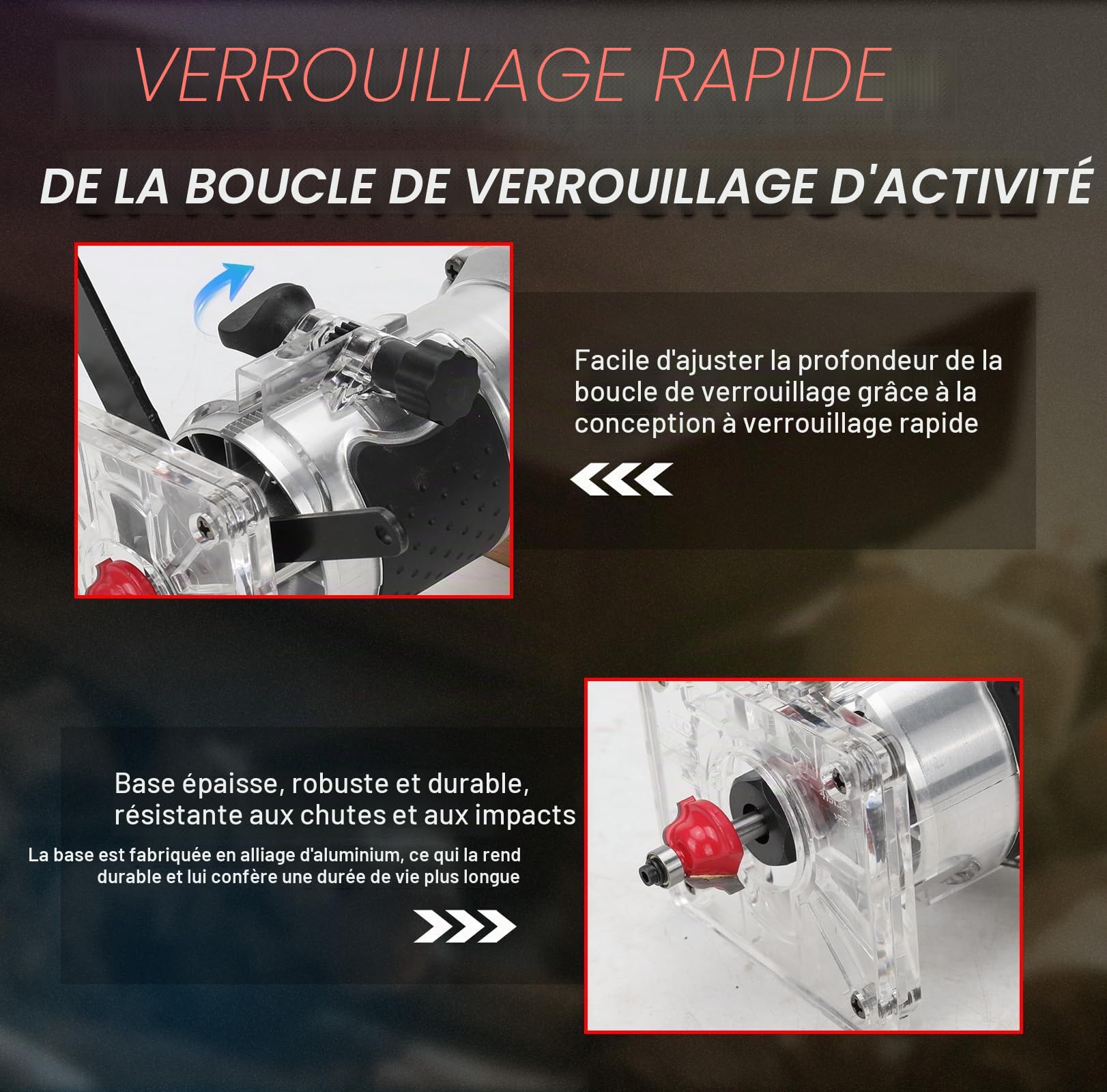 WingFly Affleureuse Défonceuse, Affleureuse Sans Fil pour Milwaukee M18 18V, Brushless Affleureuse Paume Compacte Pour Travail du Bois, avec 15 Fraises à Défoncer