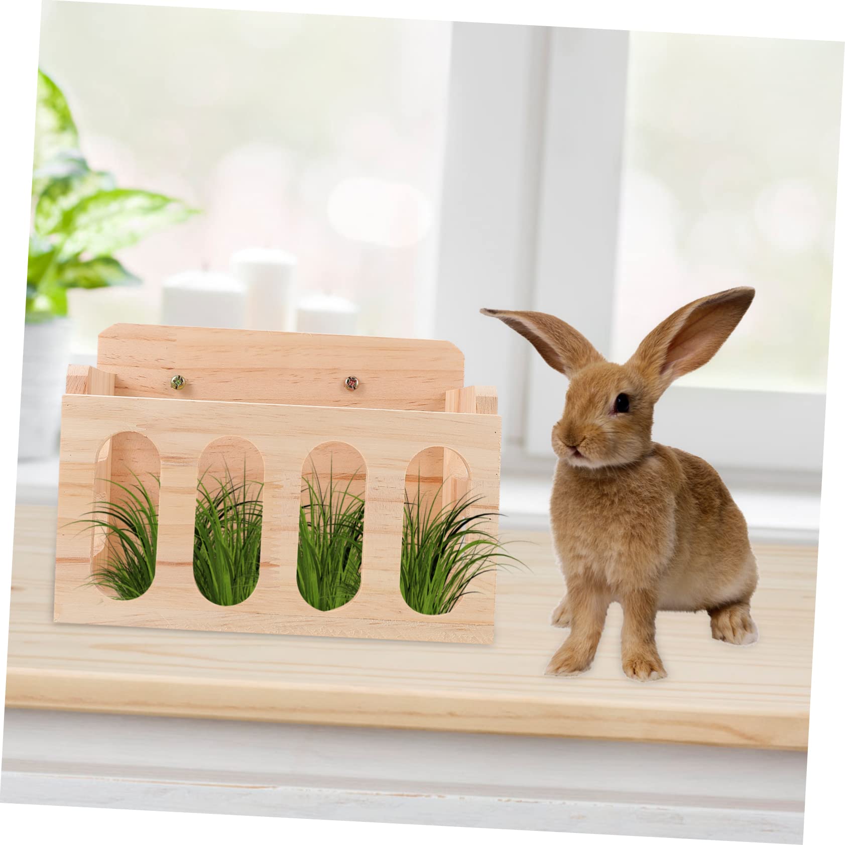 Holz Fütterungsautomat für Kaninchen und Chinchillas im Käfig