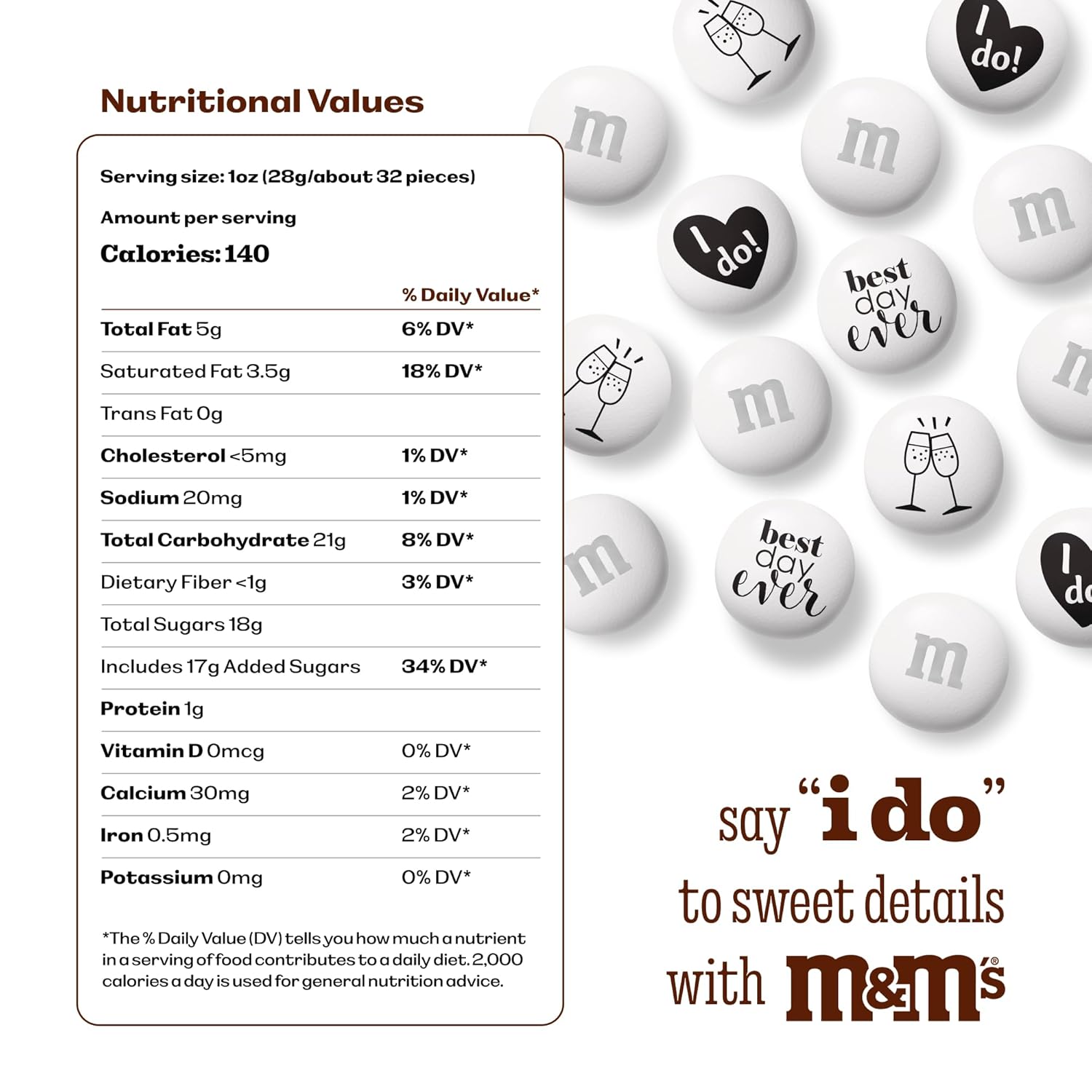 M&M's World Milk Chocolate Wedding Candy Favors, 20 Pack of 0.75oz, Perfect for Wedding Reception, Bridal Favors, Rehearsal Dinner and Table Decor