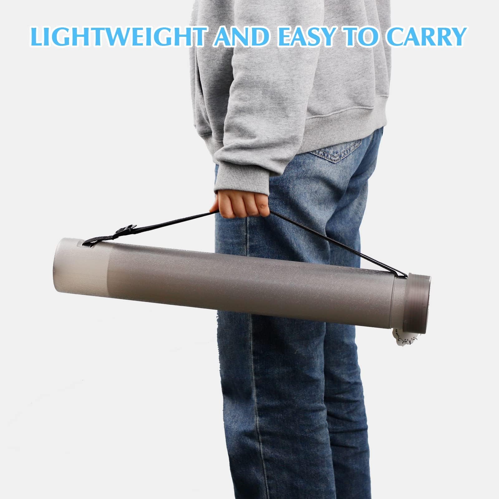 DEWEL Lot de 2 Tube Poster A0, Tube de Transport Télescopique pour Affiches, Plastique Durable, Longueur Réglable (Gris)