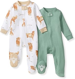 Burt's Bees Baby Boys Sleep and Play PJs, 100% Organic Cotton One-Piece Zip Front Romper Jumpsuit Pajamas Price In India