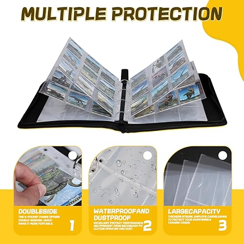 Miniatura 5 de Carpeta para tarjetas con mangas, carpeta de tarjetas para tarjetas intercambiables, capacidad para hasta 900 tarjetas de tamaño estándar, 50