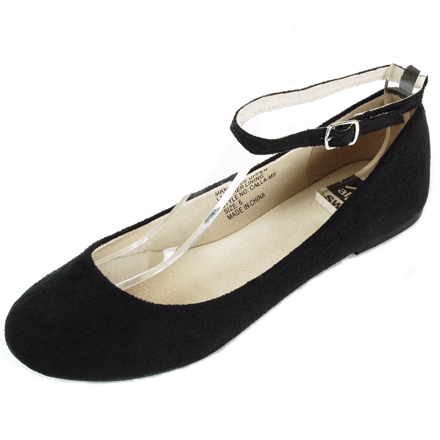 alpine swiss Ballerine Calla con cinturino alla caviglia foderate in pelle scamosciata da donna