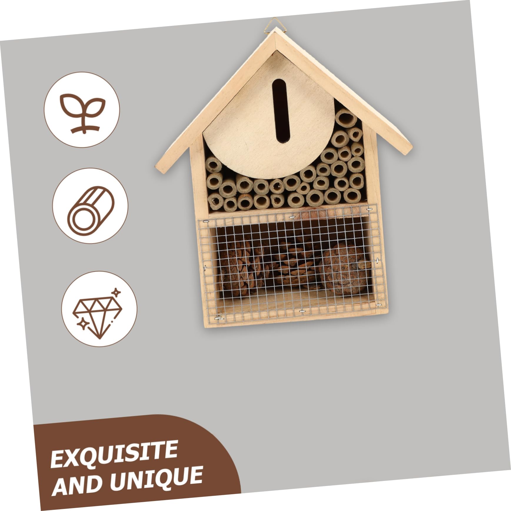 VANZACK Bienenhaus zum Aufhängen mit Haken Dekoratives Bienenversteck für Garten Einfache Montage für Bienen