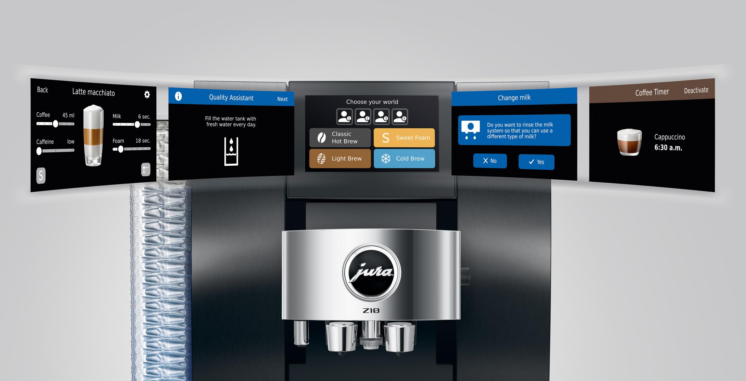 Jura Z10 Macchina da Caffè Automatica, Aluminium Black, Display Touch 4.3", WiFi, 51 Bevande, serbatoio da 2.4L