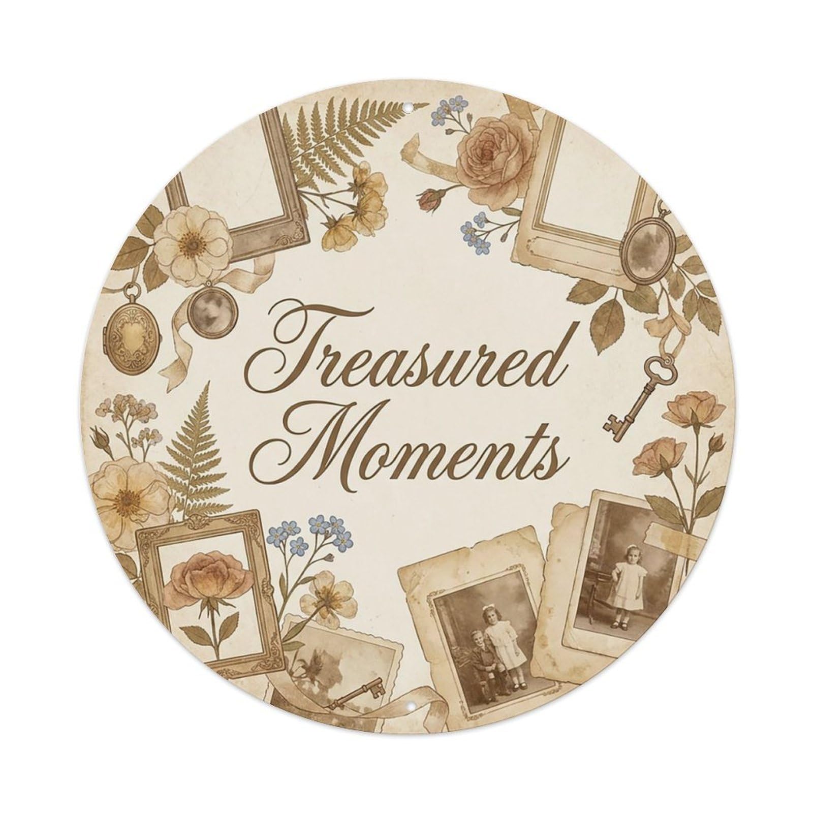Vintage She Shed Floral Treasured Moments Metal Tin Sign