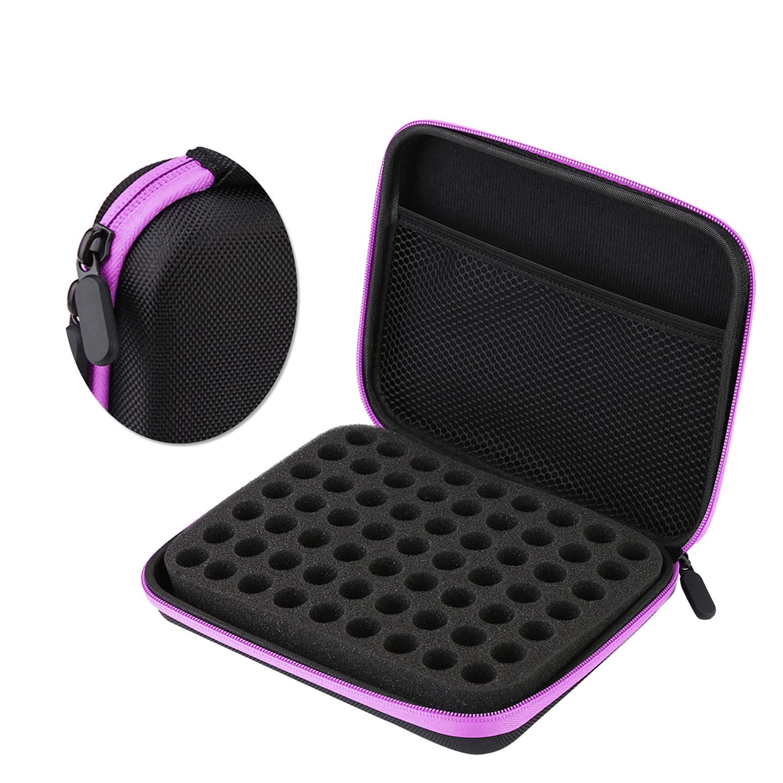Etui na Olejki Eteryczne 63 Gniazda Przenośna Torba do Przechowywania Olejków Aromaterapeutycznych Case Box Organizer Black (PURPLE)