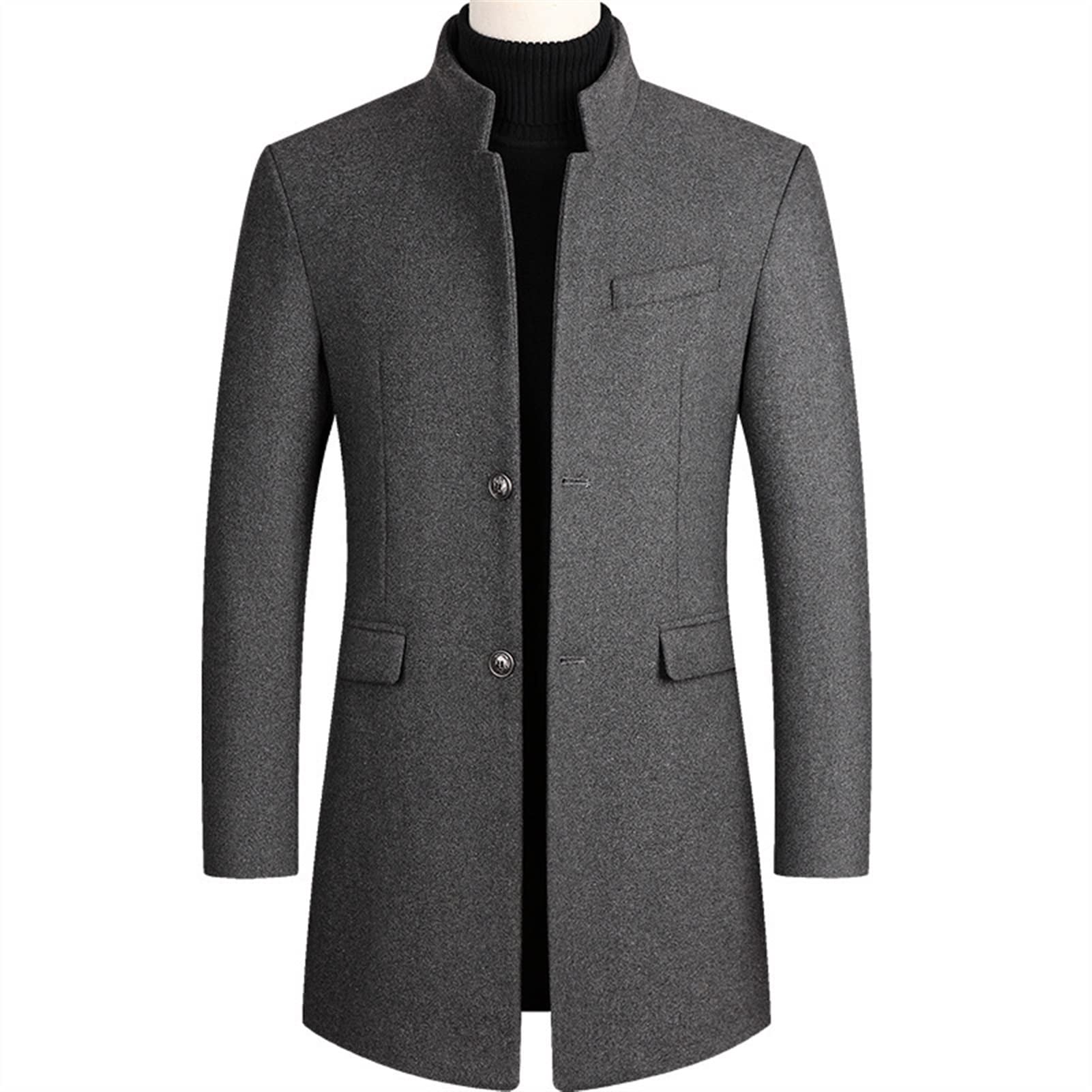 Herrenbekleidungsjacke-Mäntel mischt Wintermantel Mid-Long Trench Classic Solid-Verdickung (Color : Gary, Size : 4XL (195))