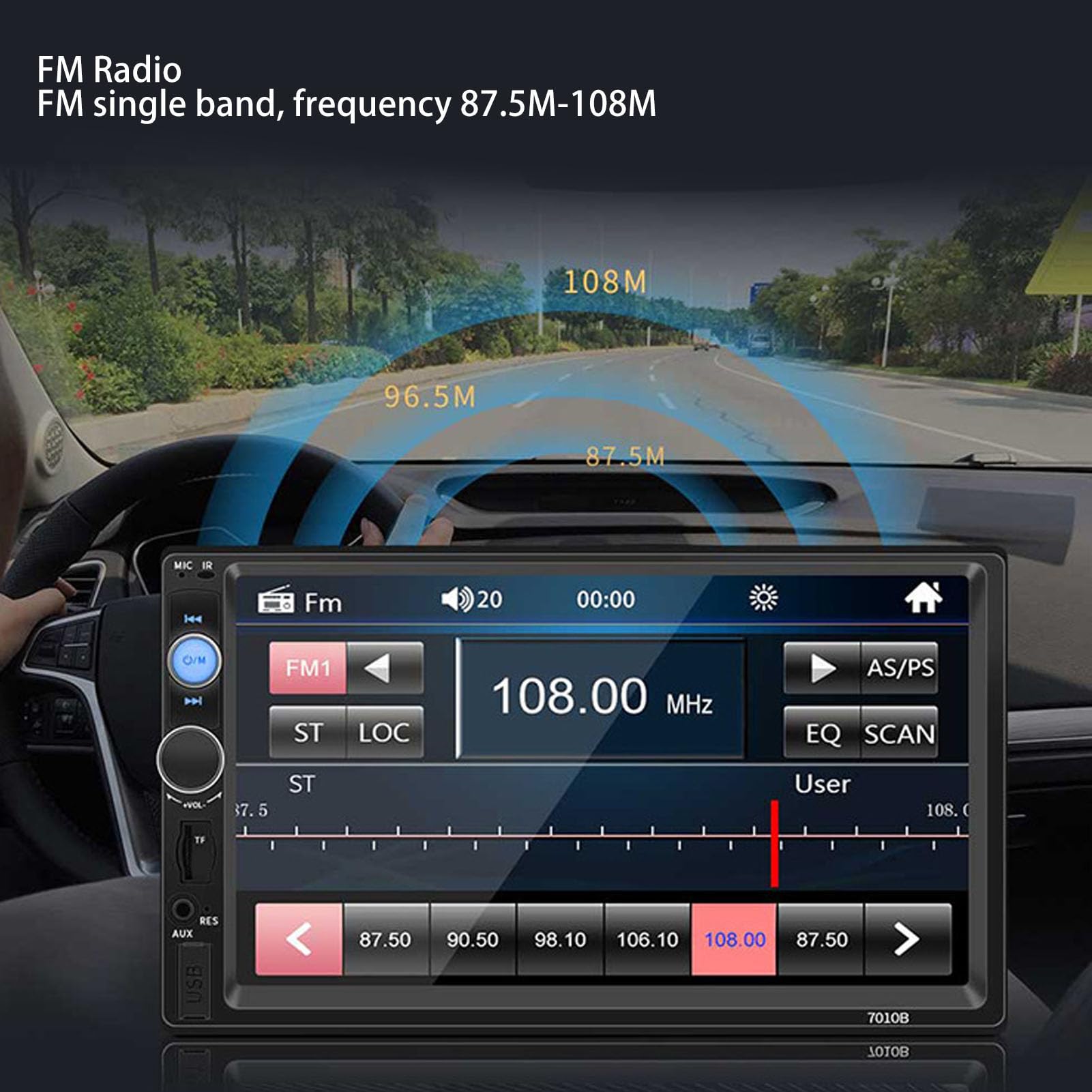 Radio Samochodowe 2 Din 7-calowy Odtwarzacz MP5, Samochodowe Stereo 2 Din z Obrazem Cofania Ekran Dotykowy HD Cyfrowy Wyświetlacz Multimedia Bluetooth 5.0 Zgodne z Android Auto