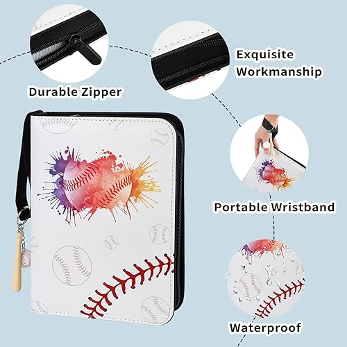 Miniatura 2 de SUPERNIGHT Carpeta de tarjetas de béisbol, carpeta de tarjetas intercambiables con mangas, 400 bolsillos, carpeta de tarjetas deportivas