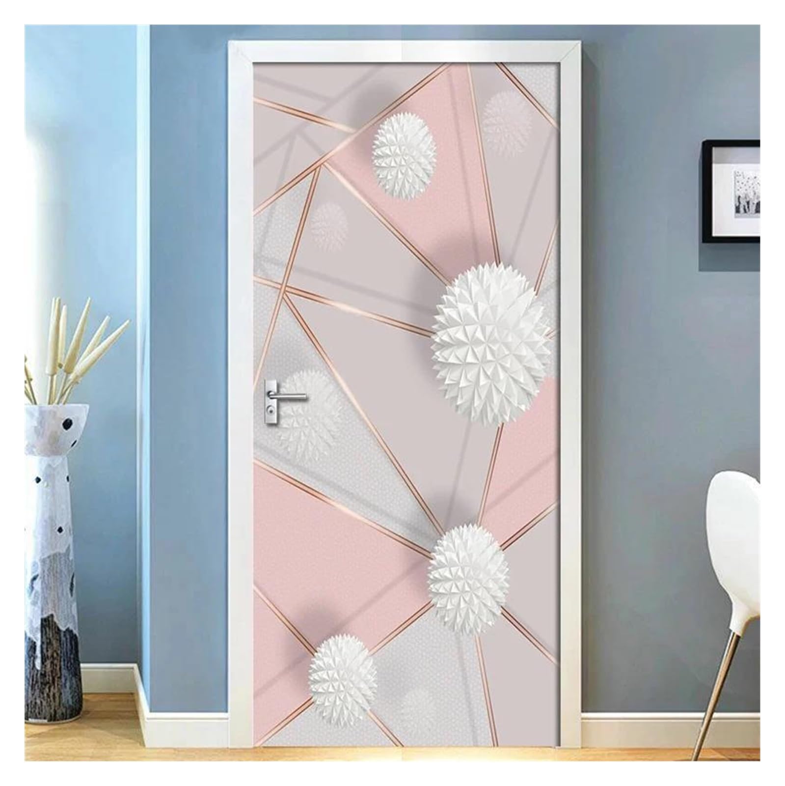 Sticker de porte amovible 3D géométrique papier peint 95x215cm