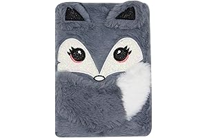 BOLLEY JOSS Cute Animal Fuzzy Notebook, Diary with Lock for Girls, Kids, Teens