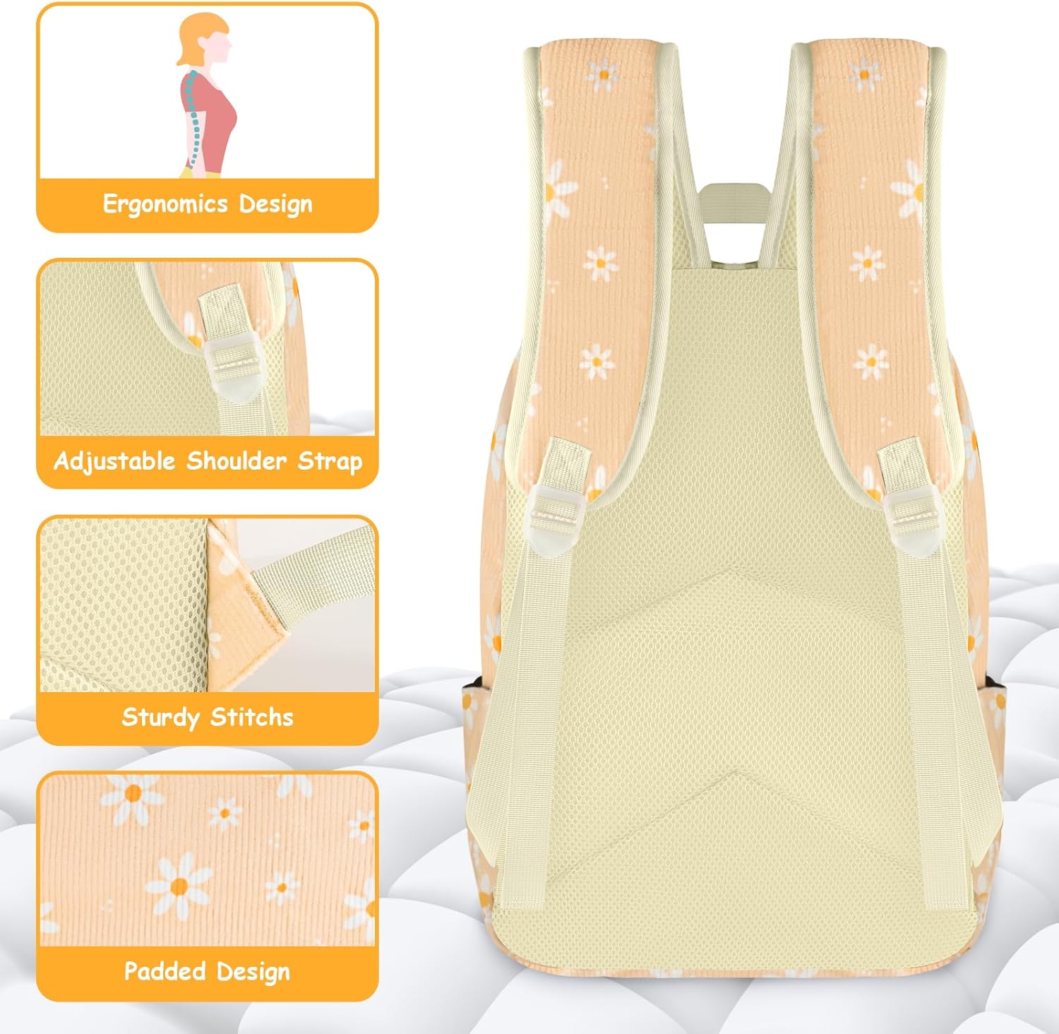 School Backpack for Teen Girls Kids Bookbag Set with Lunch Box Pencil Case 17" Large Capacity Backpack Casual Daypack - Image 6