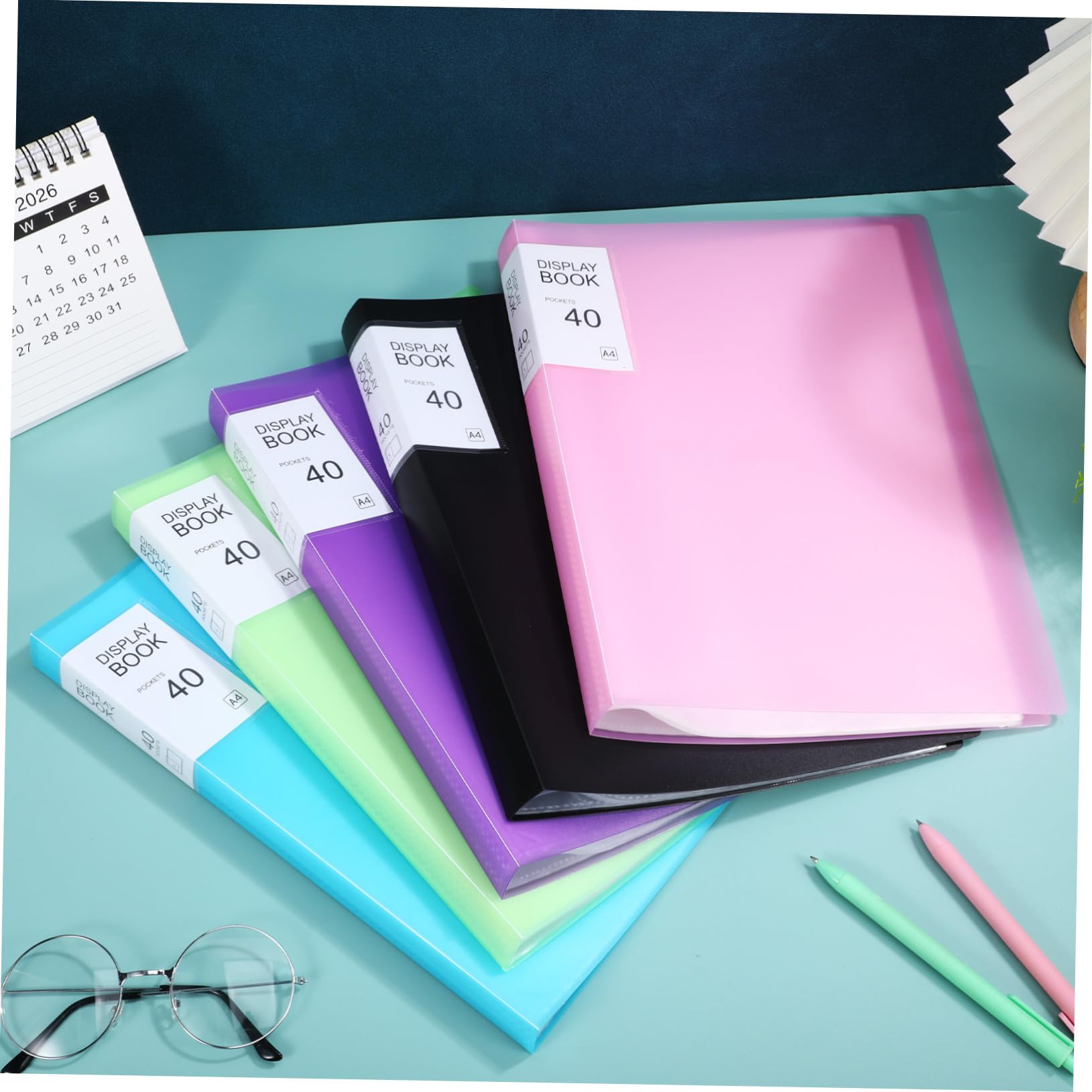 5 Präsentationsmappe mit Hüllen pro Ordner Transparente Kunststofftaschen mit Etiketten für Schule Büro Großer Stauraum Tragbares Portfolio für Dokumentenorganisation