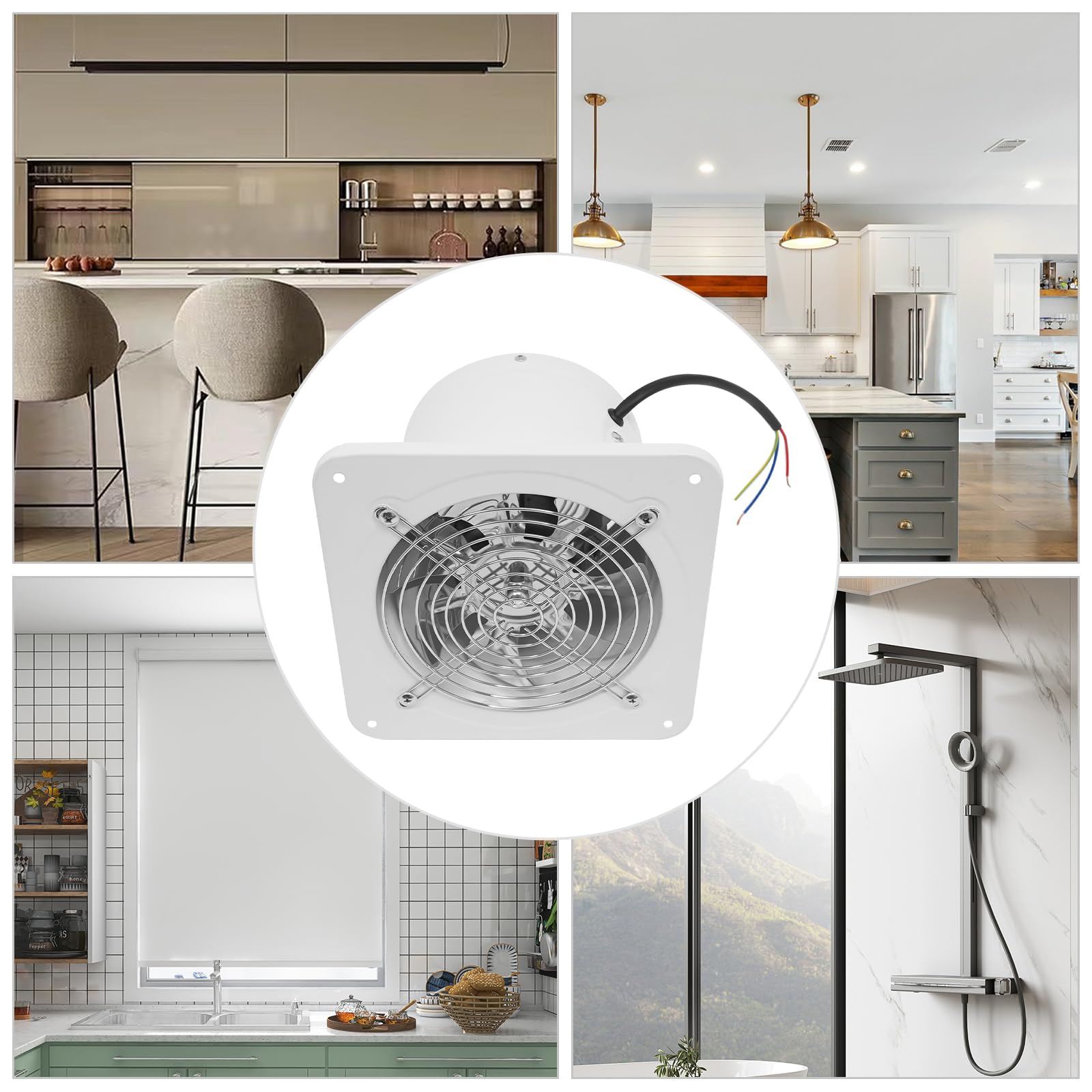 Ventilador de extracción, 650 m³/h, ventilador industrial axial, ventilador para entrada de aire de pared, ventana, 6 pulgadas, 220 V, multiusos con válvula antirretorno, para cocina, baño