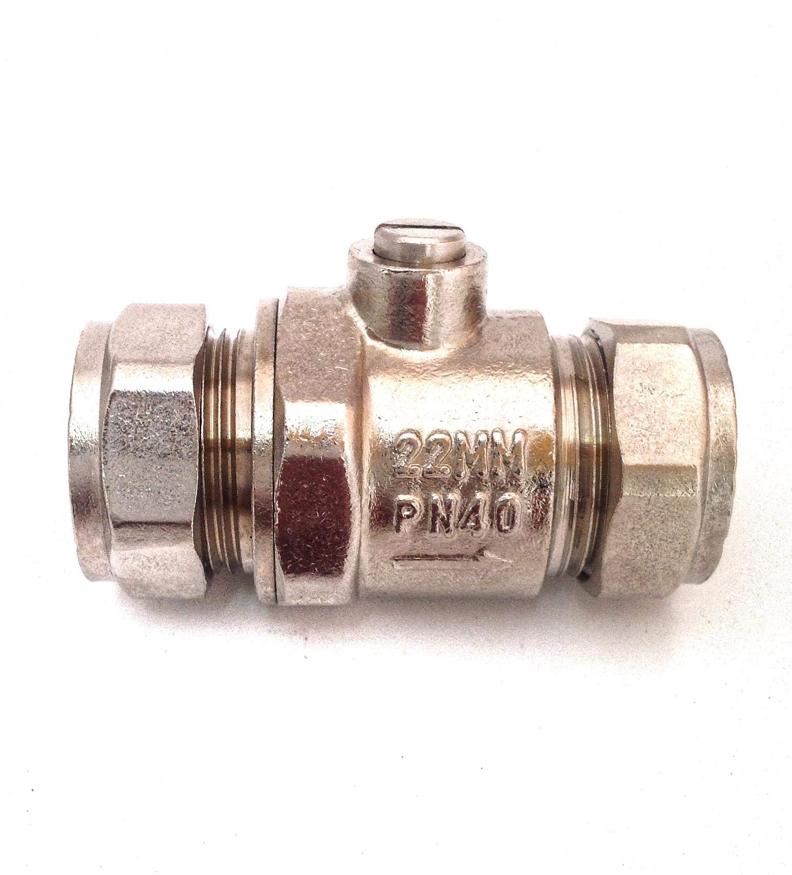 22mm Full Bore Chrome Isolation Valve - Pack of 2