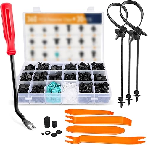 ZKFAR Juego surtido de 240 clips de retención de automóvil, cierre de parachoques tipo empuje con removedor de sujetador, clips de remache de