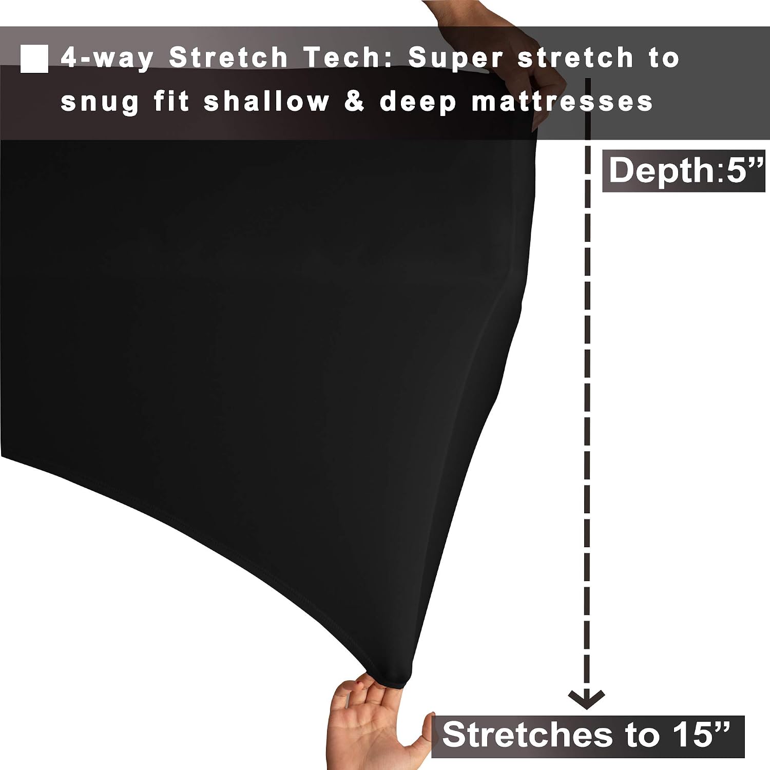 Barossa Design Full Size Fitted Sheet Only: 4 Way Stretch Fit & Soft T-Shirt Like Jersey Knit, Cooling Sheets for Night Sweats, Full, Black