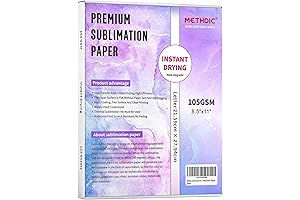 Methdic Instant Inkjet Sublimation Paper - 8.5x11 Inch, 125 Sheets