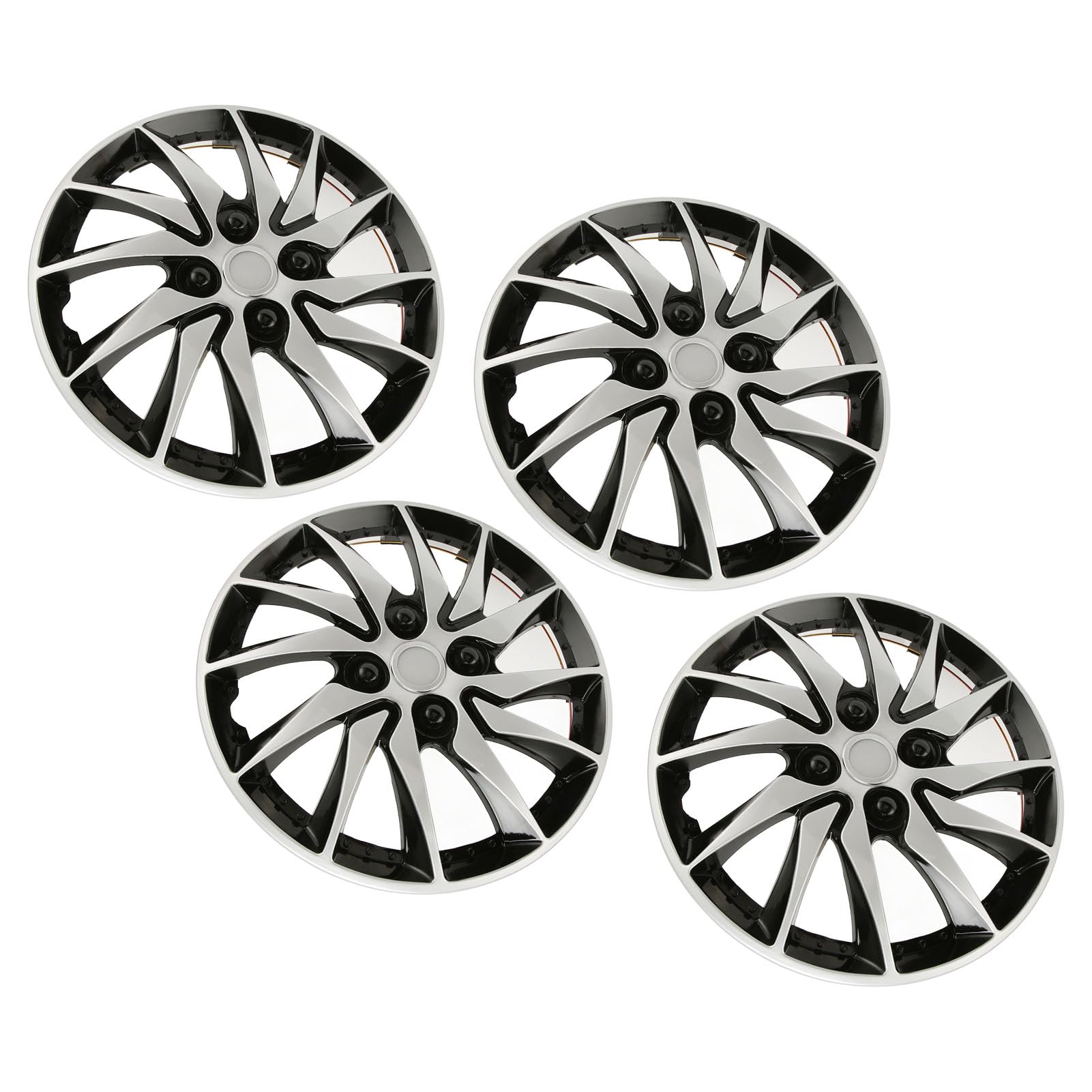 Enjoliveurs de Roue Robustes de 14 Pouces, pour Voitures, Camions, Fourgonnettes, Haute Protection, élégant, Argent, Noir, Jante