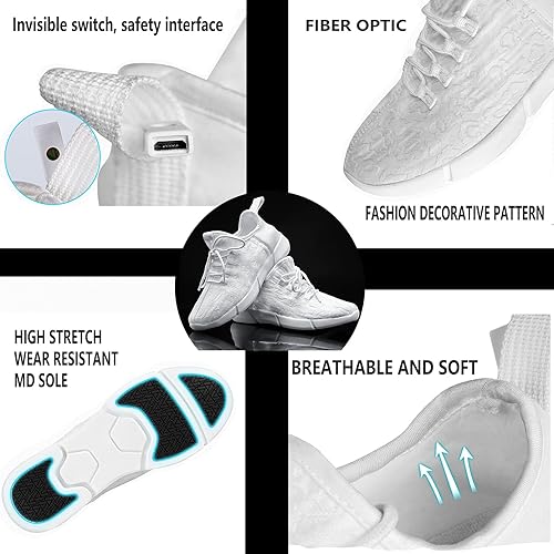 Miniatura 6 de PYYIQI Zapatos de fibra óptica LED con luz para mujeres y hombres, tenis luminosos intermitentes para festivales, Navidad, Halloween, fiesta de Año