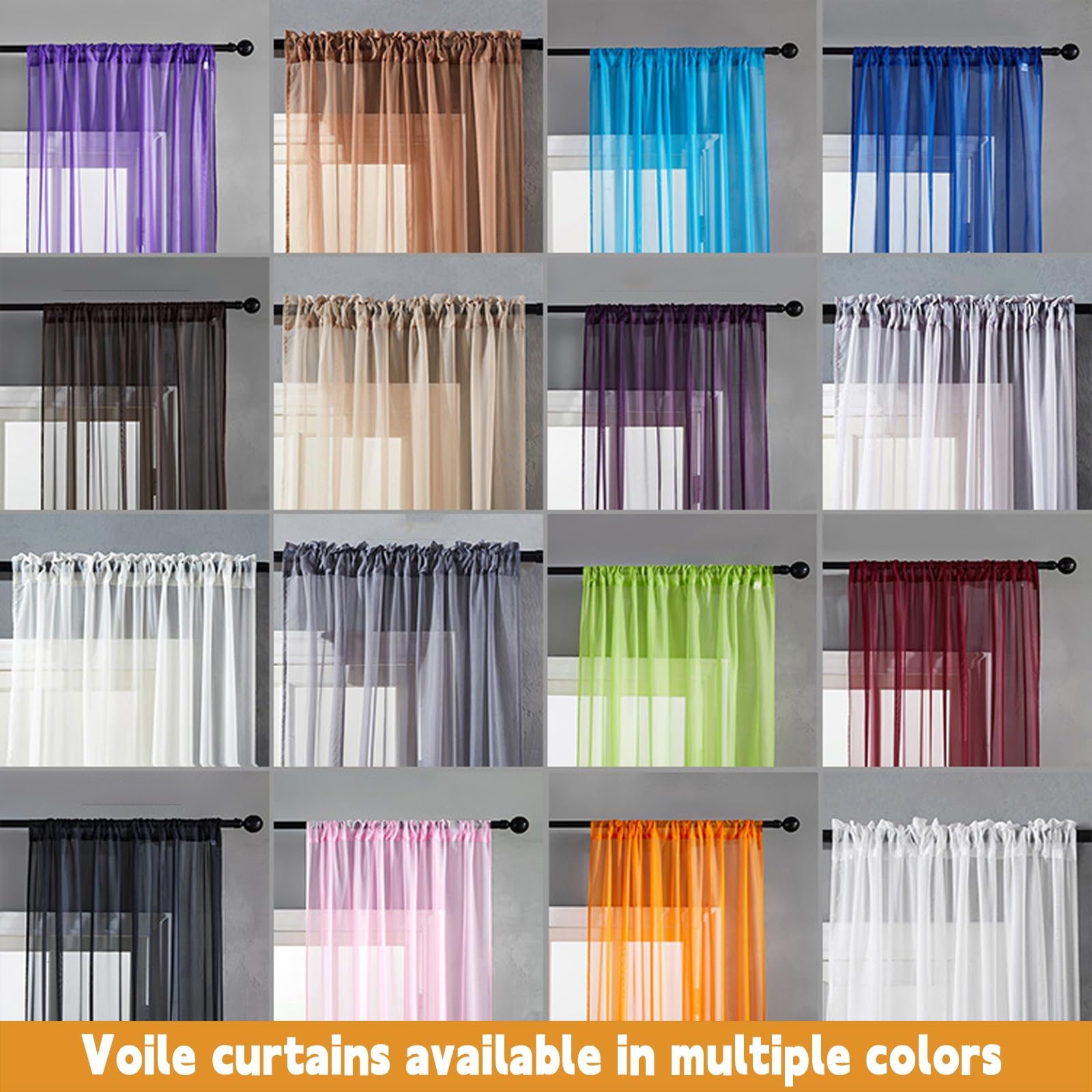 2 Pannelli Tende Trasparenti 170 x 110 cm Set di 2 Pannelli in Voile Morbido, 100% Poliestere, Traslucido Tenda Salotto Moderne per Soggiorno e Camera da Letto, Bianco