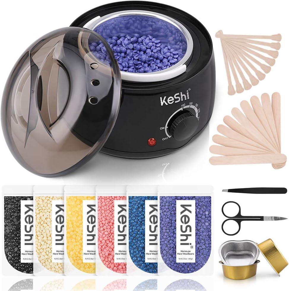 KeShi Brazilian Waxing Kit with Hard Wax Beans and Warmer