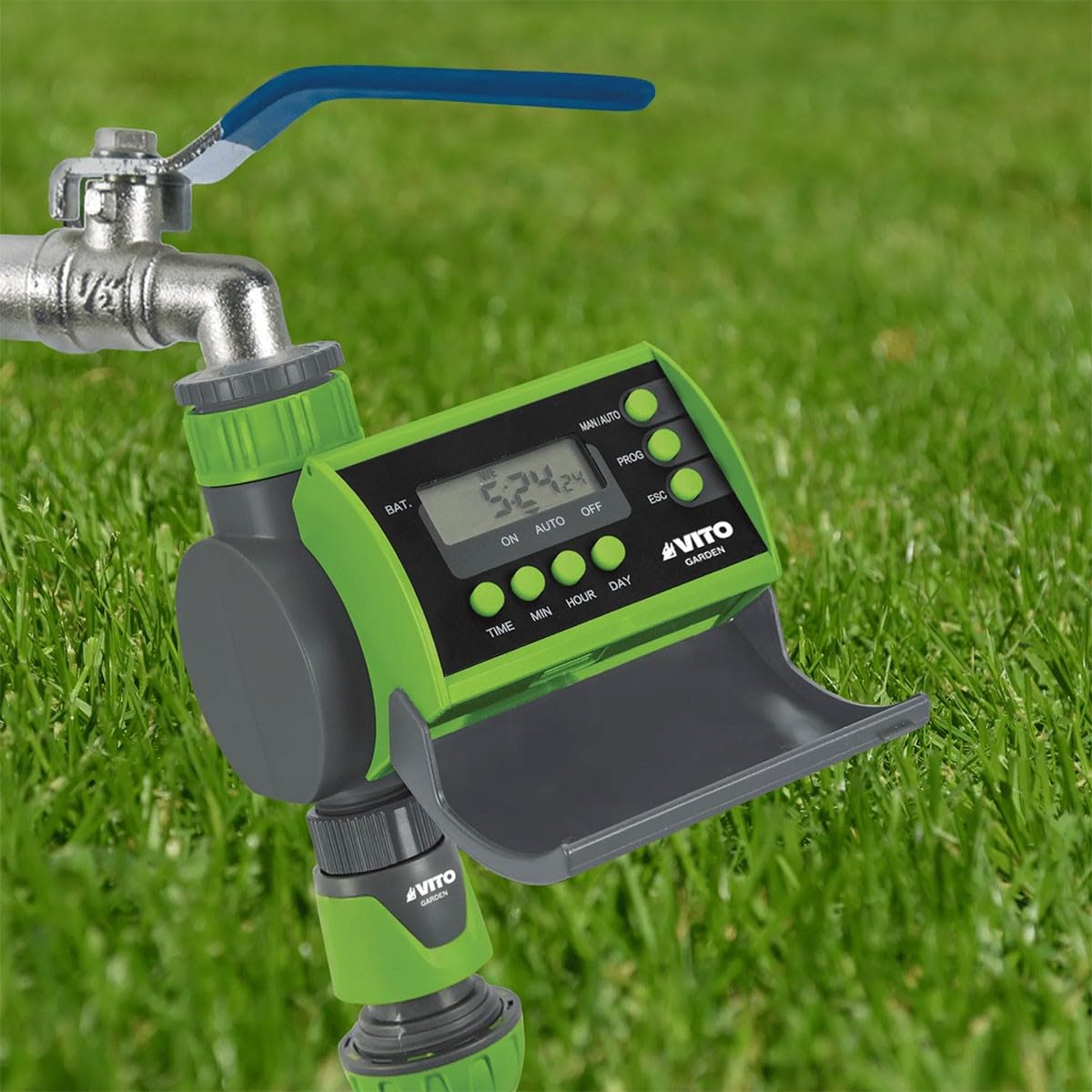 Vito Garden - Ordenador de riego con pantalla LCD: ideal para riego de flores, riego de césped