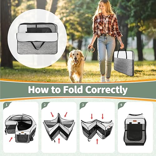 Miniatura 9 de Seiyierr Corralito para Perros, Estuche de Transporte Portátil Plegable para Mascotas, Corrales para Cachorros Exteriores para Gatos Pequeños