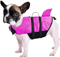 Queenmore Ripstop Shark Dog Life Jacket - High Buoyancy Safety Vest with Rescue Handle for Small Medium Breeds XS Rose Red
