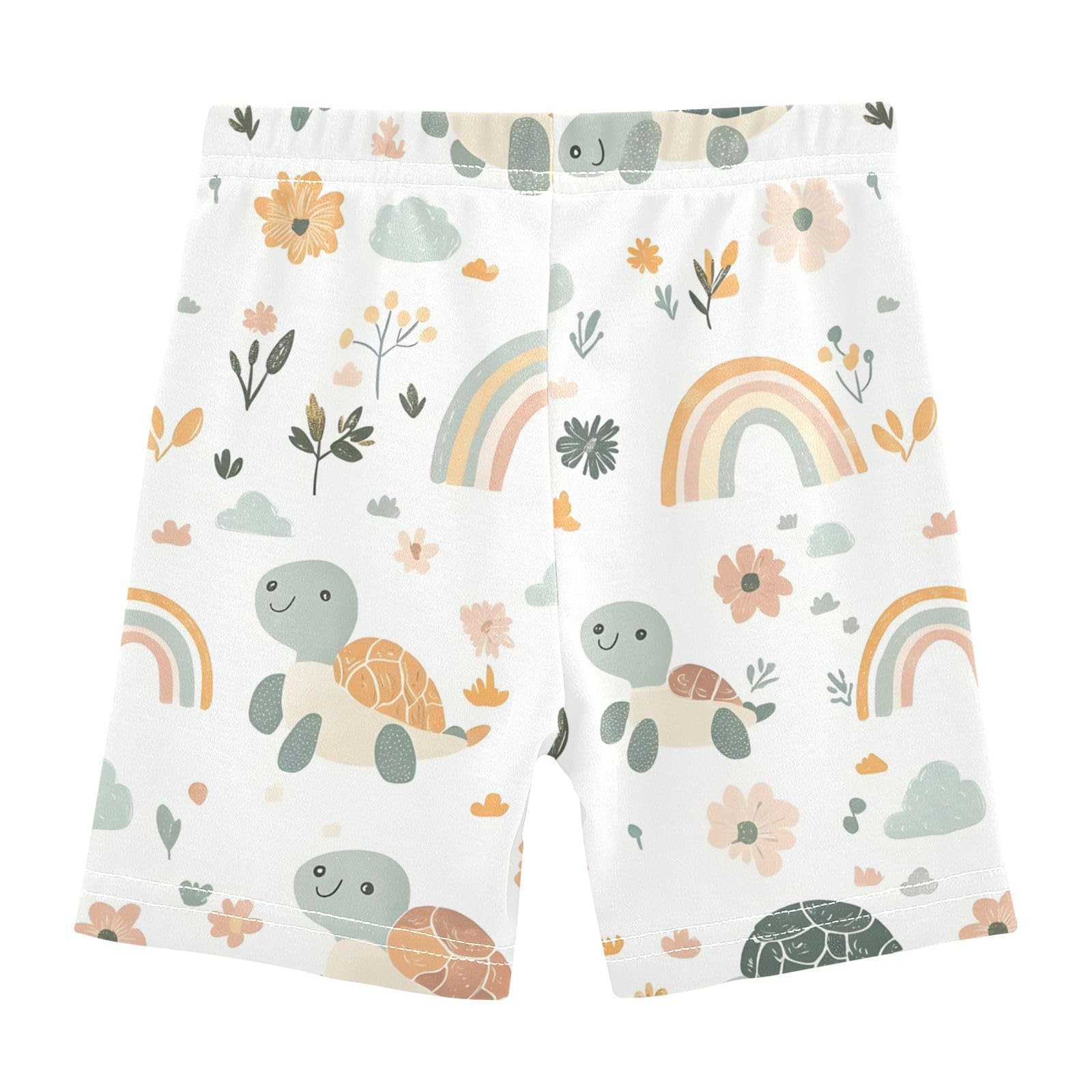 CHIFIGNO Girls' Bike Shorts Cartwheel Shorts Kids Breathable Dance Short for Under Dress Cute Turtles Flowers Size 10